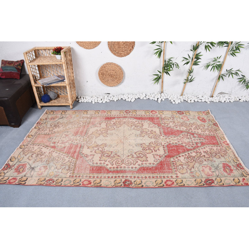 Tapis modernes, tapis bohème, tapis turcs, tapis 4,1 x 7,3 pi, tapis de luxe, tapis rouge, tapis rétro