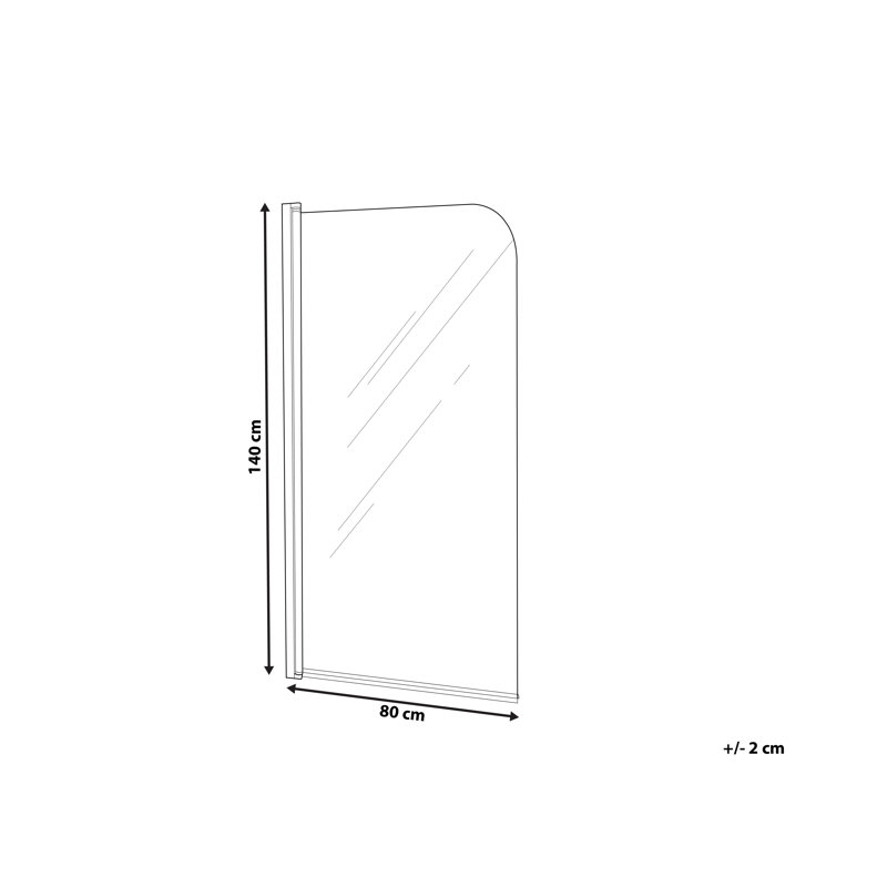 Almada Semi-Frameless Tub Door with Clear Glass, 140cm H x 80cm W