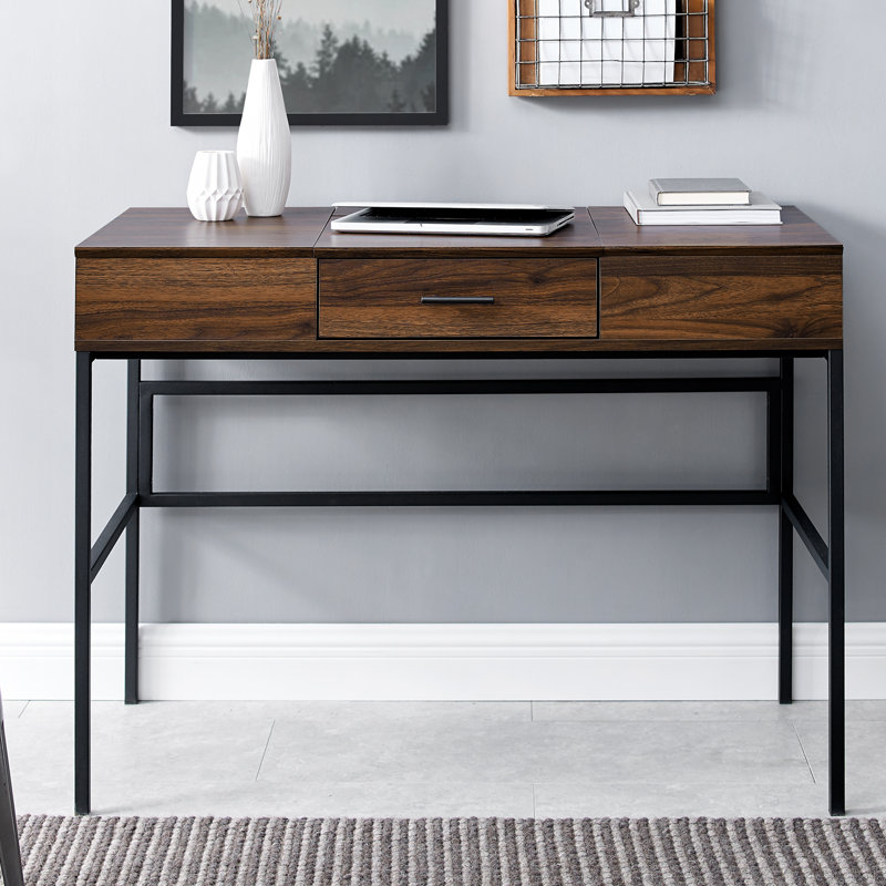 Heger Steel Writing Desk, Dark Walnut