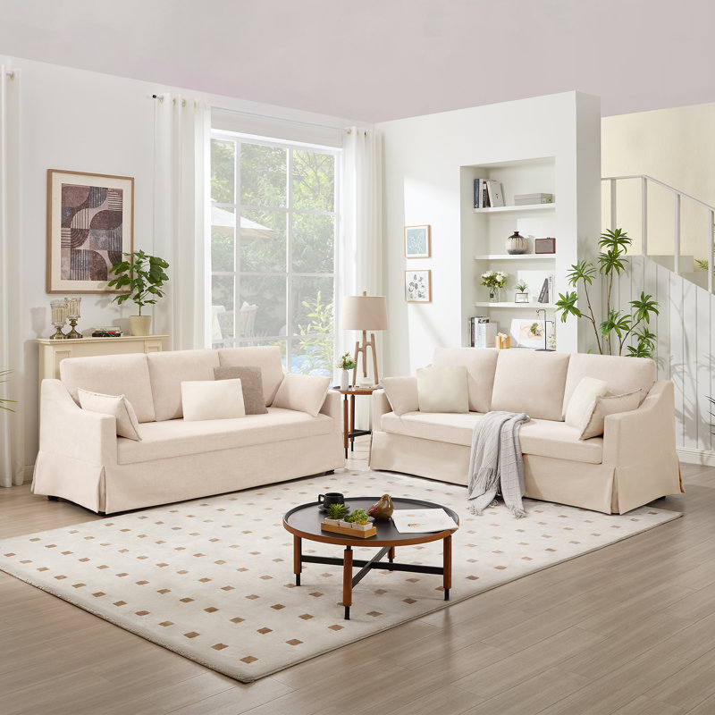 Ensemble de canapé 2 pièces rembourré Mordern, Beige