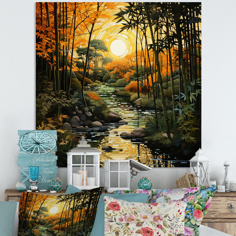 Asian Art Bamboo Whisper V - Décoration murale asiatique en métal, H 23 po x l 23 po x P 1 po
