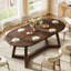 Table de salle à manger ovale en bois massif pour 4-6, table de cuisine en bois de 63 pouces avec pieds fuselés robustes-1732834308