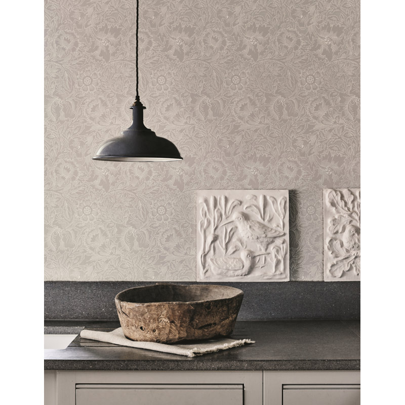 Pure Poppy Wallpaper, Dove/Chalk