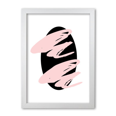 Abstract Black Oval with Pink Strokes 1 Piece Single Picture Frame Wall Art