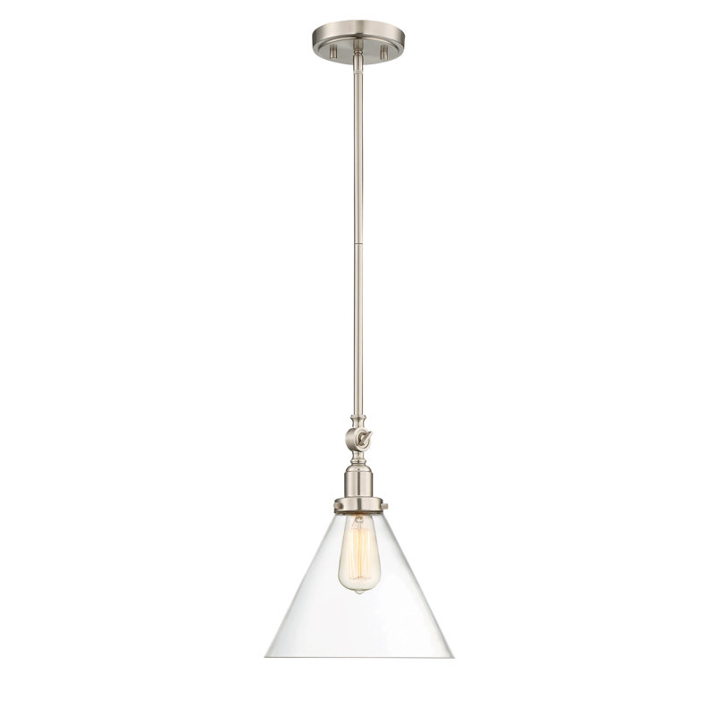 Luminaire suspendu 1 lumière Savra House Drake en nickel satiné, Nickel satiné