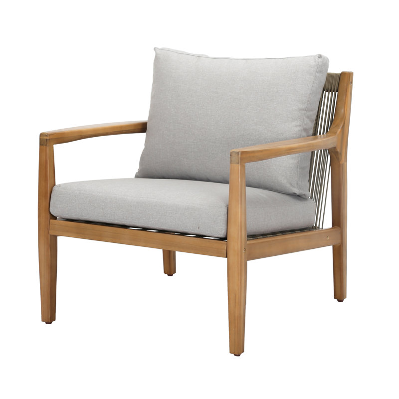 Ensemble de 2 chaises de patio en bois d'acacia avec coussins