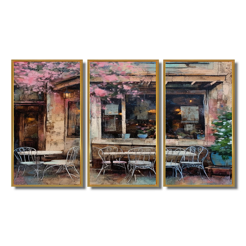 Ensemble de salon Sherborn - City Paris Wall Art, Cadre flottant doré, H 32 po x l 48 po x P 1 po