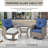 5-Piece Outdoor Patio Wicker Relaxed Sofa Set With Swivel Chairs And Fire Pit Table-2055623028