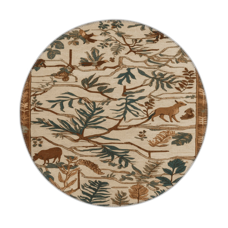Tapis d'intérieur et d'extérieur brun Nature, Rond 5 pi