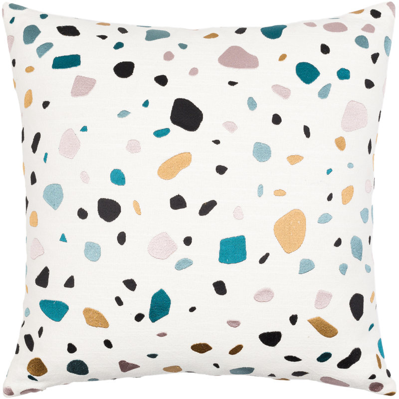 100% coton Faringdon Square, 18 po x 18 po, Housse de coussin seulement - sans coussin, Blanc