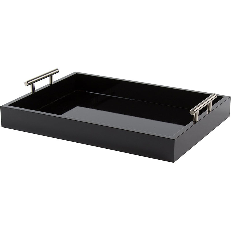 Norvan Manufactured Wood Decorative Tray , Black/Silver