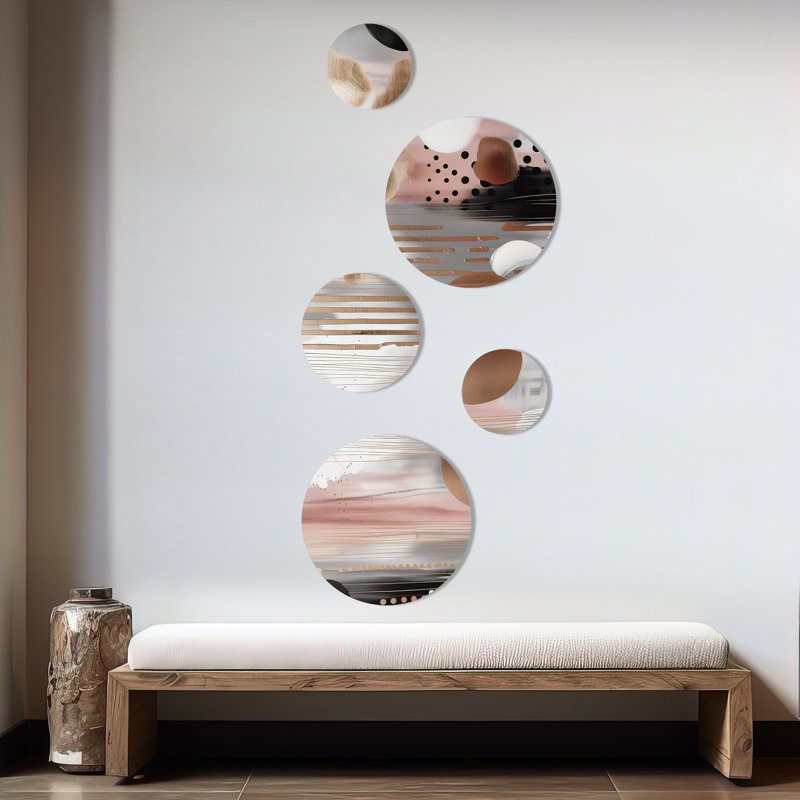 Décoration murale transitionnelle en métal rose et rose I - formes modernes