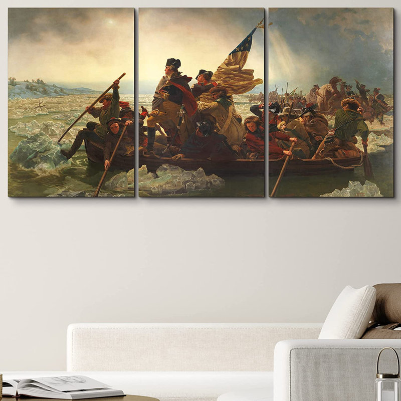 «George Washington Crossing the Delaware» par Emanuel Leutze, reproduction d'art sur toile tendue 3 pièces