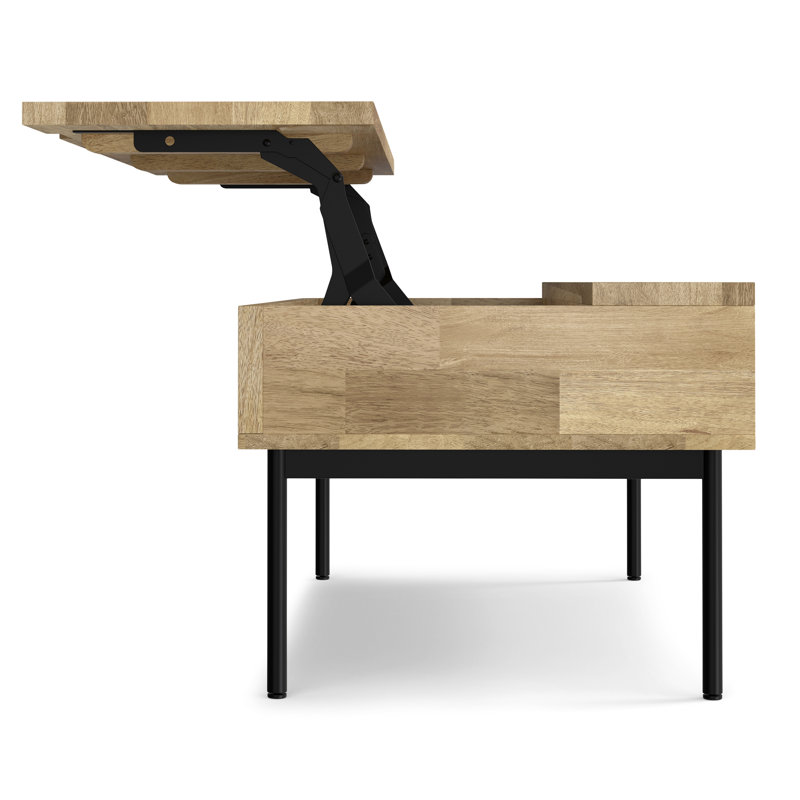 Table basse à plateau relevable en bois de manguier massif Stonastyle