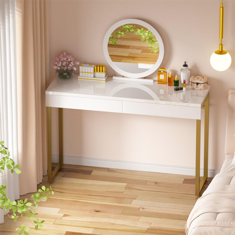 Calis Dressing Table, White/Gold