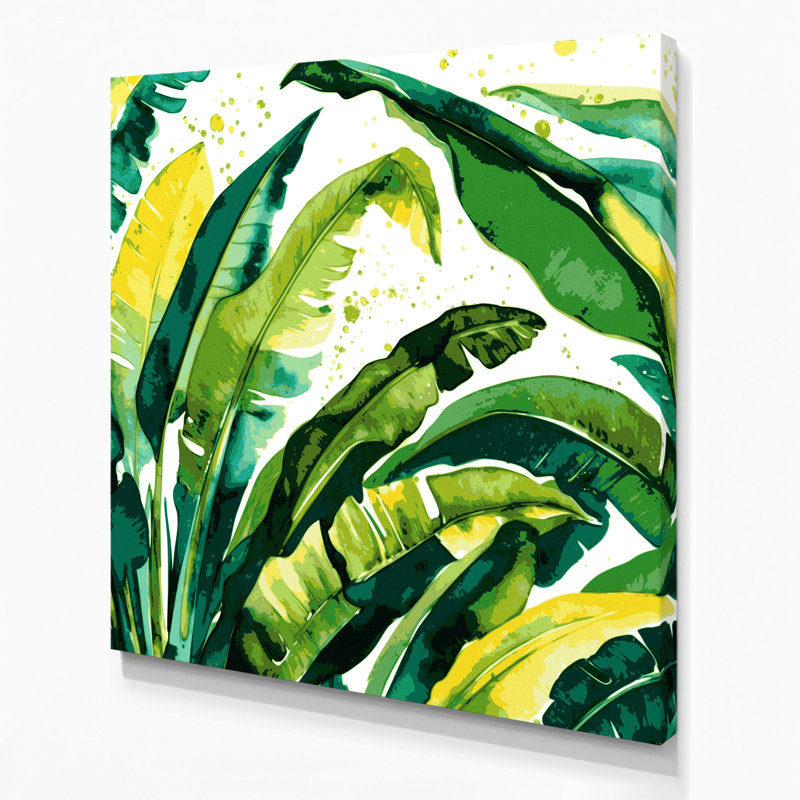 «Hawaiian Banana Leaves», art mural sur toile verte, H 8 po x l 8 po