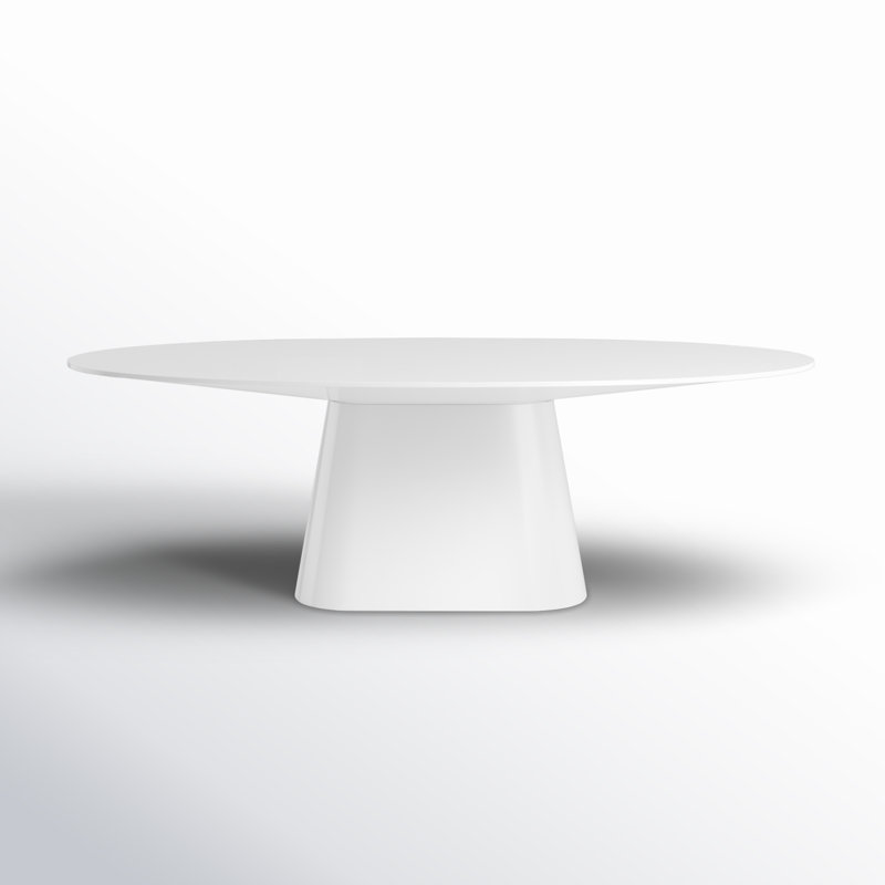 Table à manger à piédestal de 95 po Russom, Laque blanche