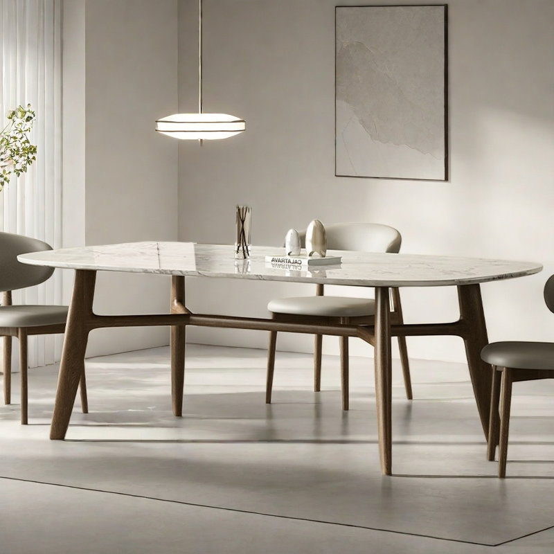 Table de salle à manger élégante en marbre naturel, H 29,9 po x L 55,1 po x l 31,5 po