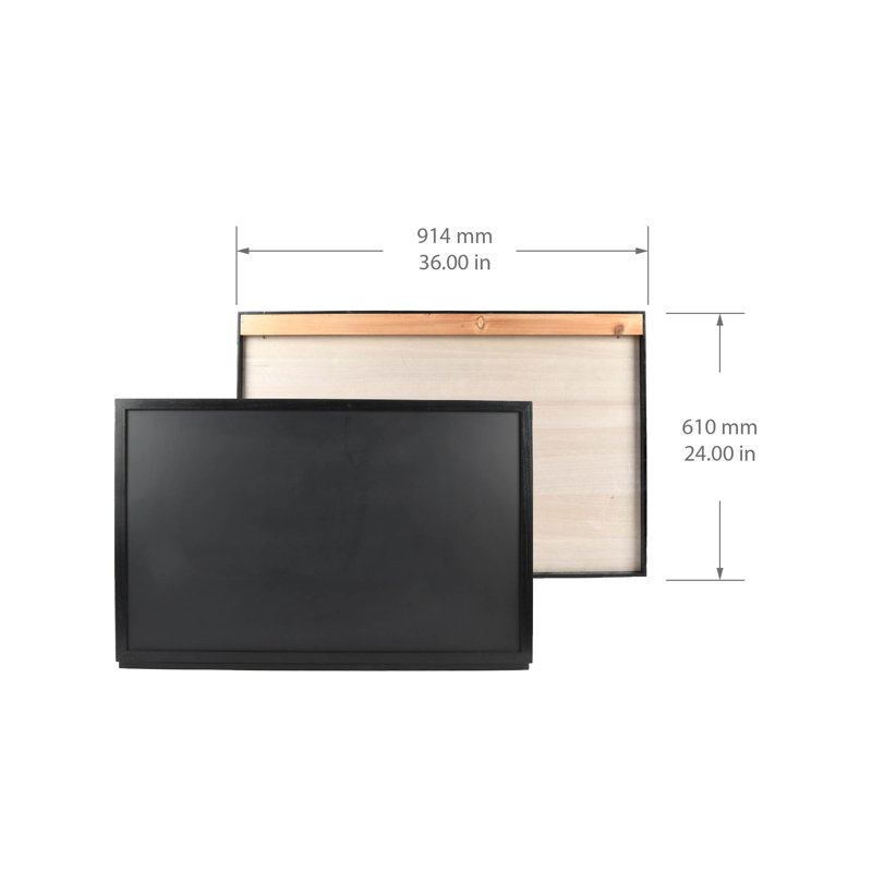 Black Magnetic Wall-Mounted Murphy Desk with Chalkboard Front
