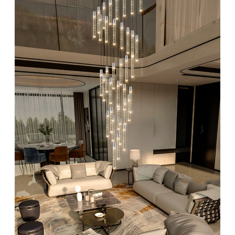 Lustre en cristal, Argent argent, 36, H 196 po x l 27,5 po x P 27,5 po