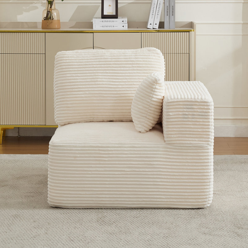 Acuna Corduroy Upholstered Accent Chair - Corner (L), Creamy White