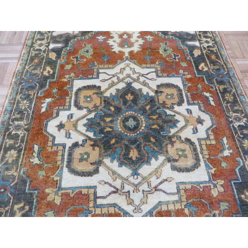 Tapis en laine rouge 3 pi 11 po x 5 pi 11 po one-of-kind main noué la Sherika