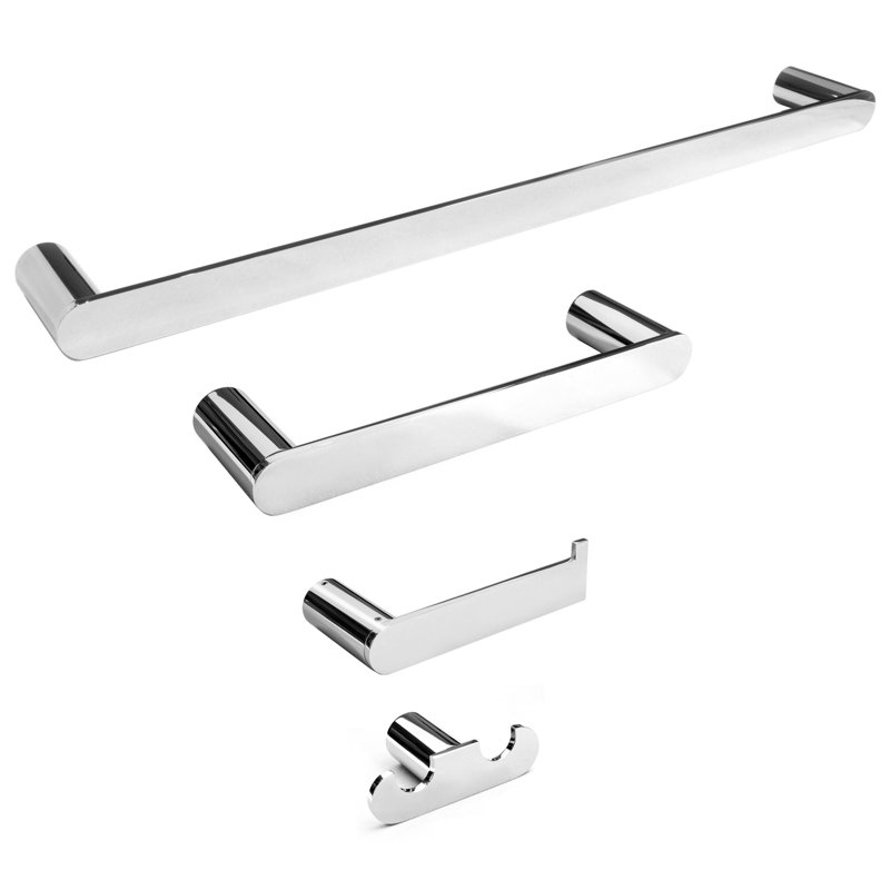 4 - Piece Bathroom Hardware Set, Polished Chrome