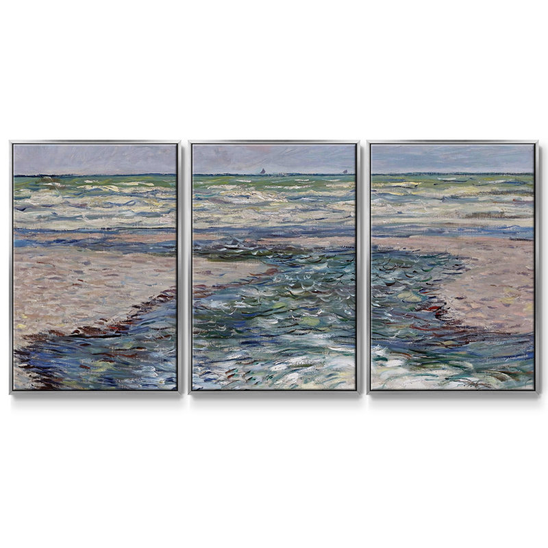 La côte de Pourville, marée basse, 1882 3 pièces, H 24 po x l 48 po x P 2 po, Argent