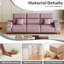 3 canapés modulaires inclinables électriques avec télécommande, haut-parleurs, recharge sans fil et 2 boîtes de rangement pour le salon, siège mi-ferme rose, structure en bois d'eucalyptus, fauteuil inclinable électrique principal 3