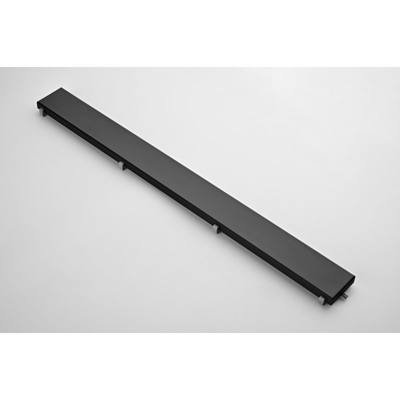 Caniveau de douche linéaire, 91 cm (36 po), acier inoxydable 304, noir mat, design décalé, couvercle réversible, avec pattes de nivellement