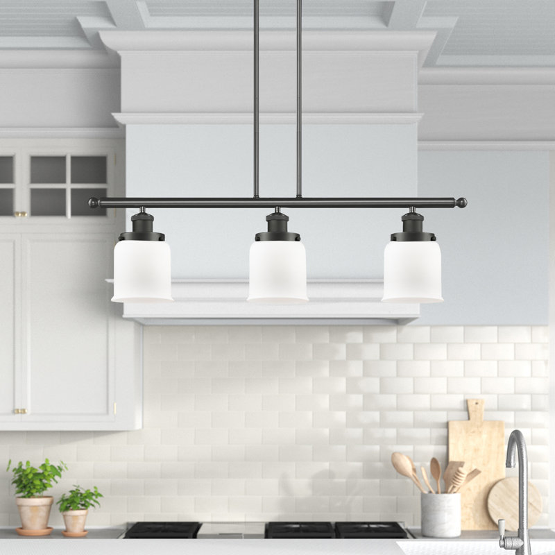 Ballston Urban - Cloche - 3 lumières 36 po pour îlot suspendu - 5 po de diamètre, DEL, Blanc mat, Bronze frotté à l'huile