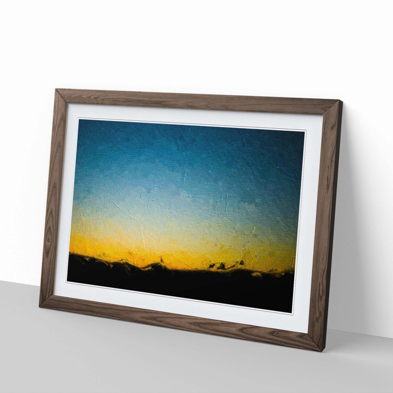 Sunset Behind the Mountain - Picture Frame Painting Print, 48cm H x 65cm W x 2cm D, Walnut Framed