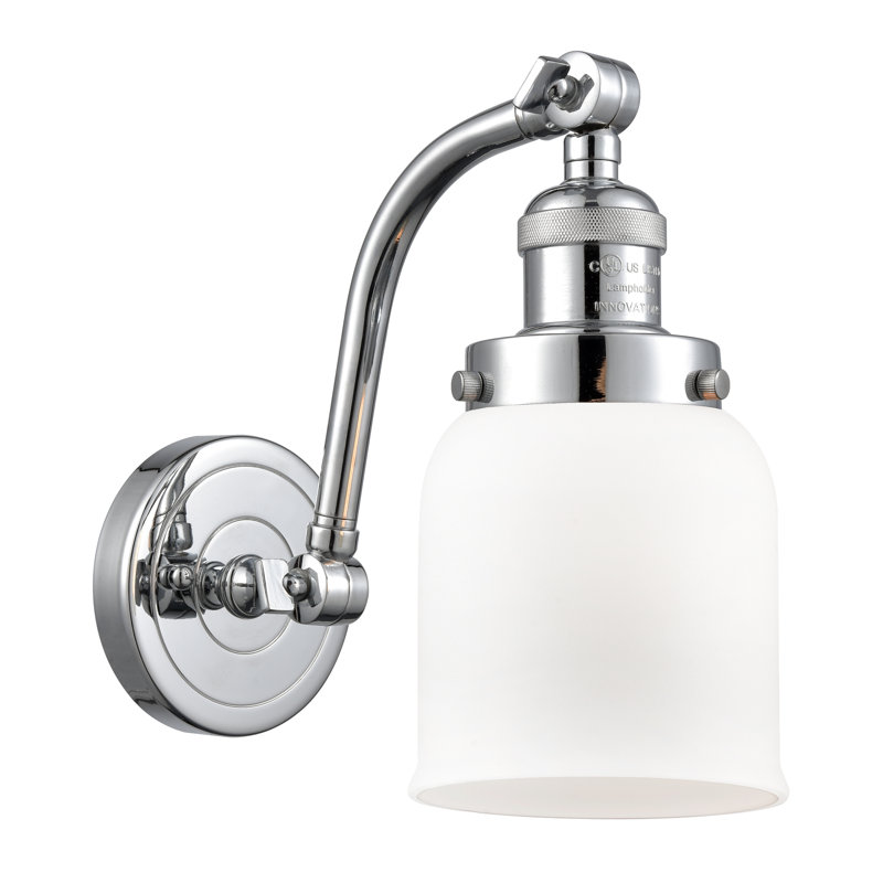 Applique murale 1 lumière 5 po Bell, Boîtier blanc mat, Ampoule à DEL rétro de 6 watts, Chrome poli