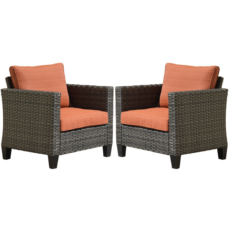 Kaniha Wicker Outdoor Lounge Chair, Orange Red