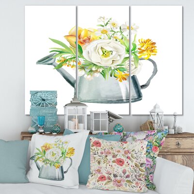 Roses Peonies And Marigolds In Garden Watering Can - 3 Piece Print -  East Urban Home, 4793C2AF256F46998D3B6CEA79D028BA