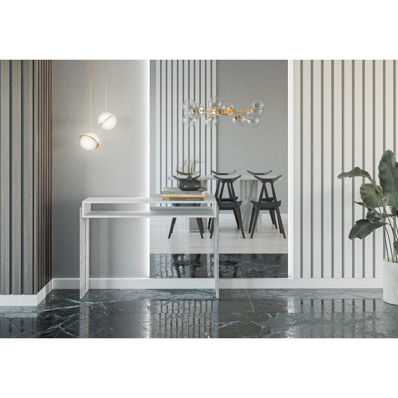 Rumba 110cm Console Table, White, Stone