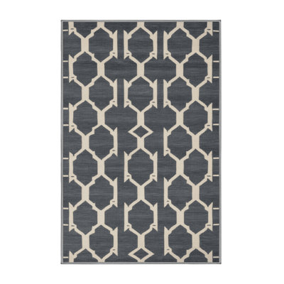 Machine Washable Trellis Gray Area Rug