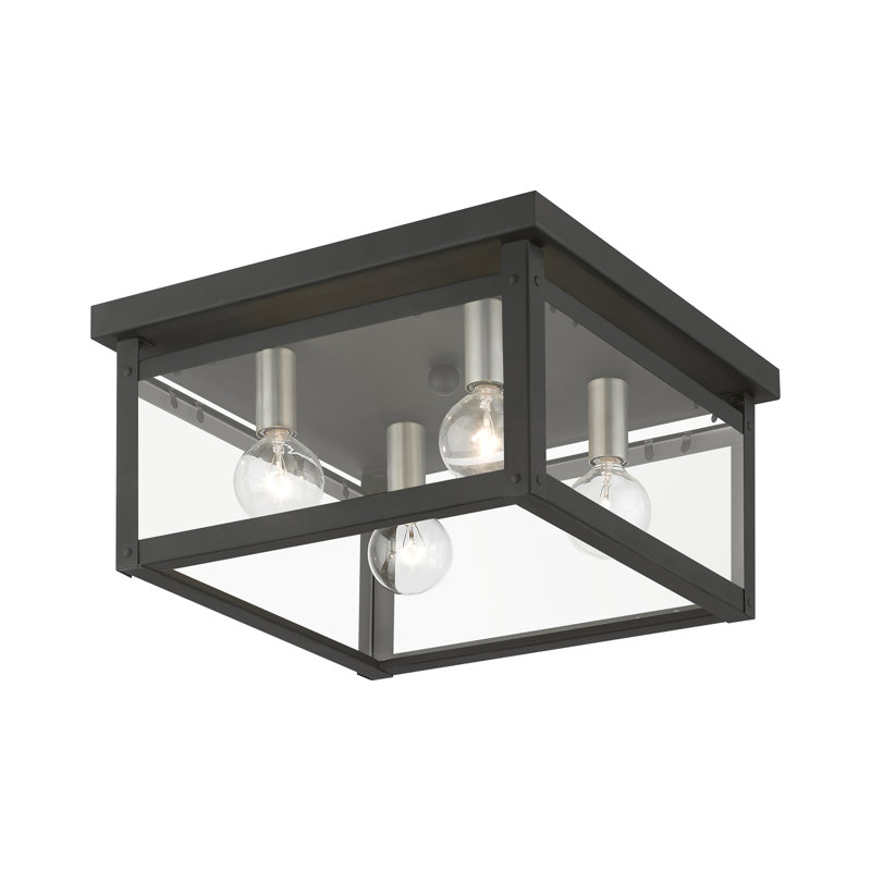 Milford Square 4-Light LED Flush Mount in Black and Brushed Nickel