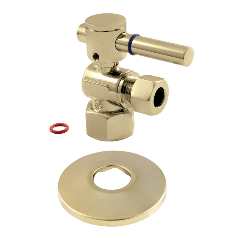 Kingston Brass Concord 1/2-Inch FIP x 3/8-Inch OD Comp Quarter-Turn Angle Stop Valve with Flange, Brushed Nickel