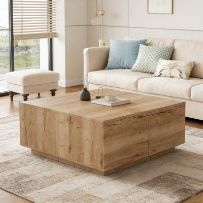 33.25" Square Coffee Table with 4 Drawers