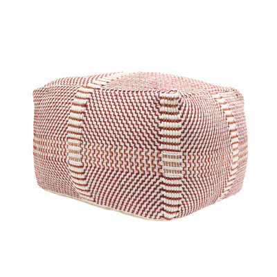 Pouf fait à la main orange et rouge multi, 26 x 26 x 16,5 po, capacité de 300 lb, entièrement assemblé, nettoyage des taches, contenu et fabriqué à la main 26 po x 26 po x 16,5 po, charge en livres, rembourrage intérieur