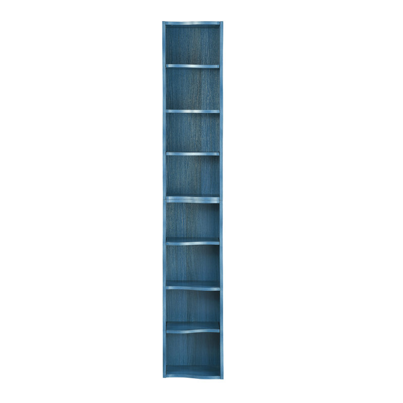 11.6"W Narrow Bookcase With Adjustable Shelves, Blue