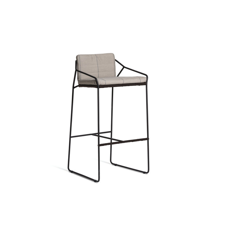 Tabouret de bar avec coussin Sandur, Lanterne ardoise, Corde anthracite / cadre anthracite
