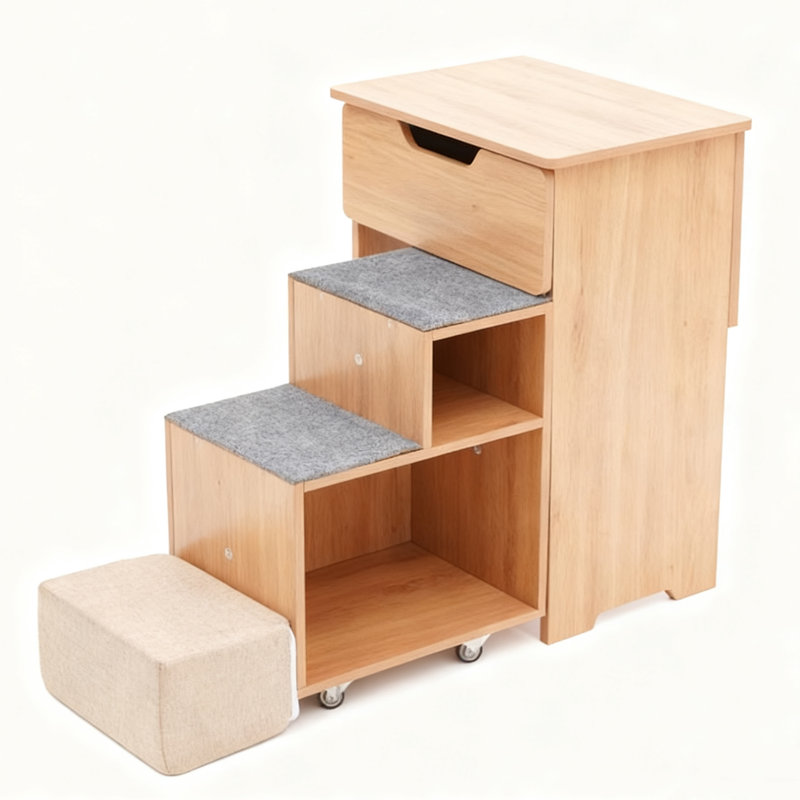 Nightstand With Wheels And Movable Open Storage