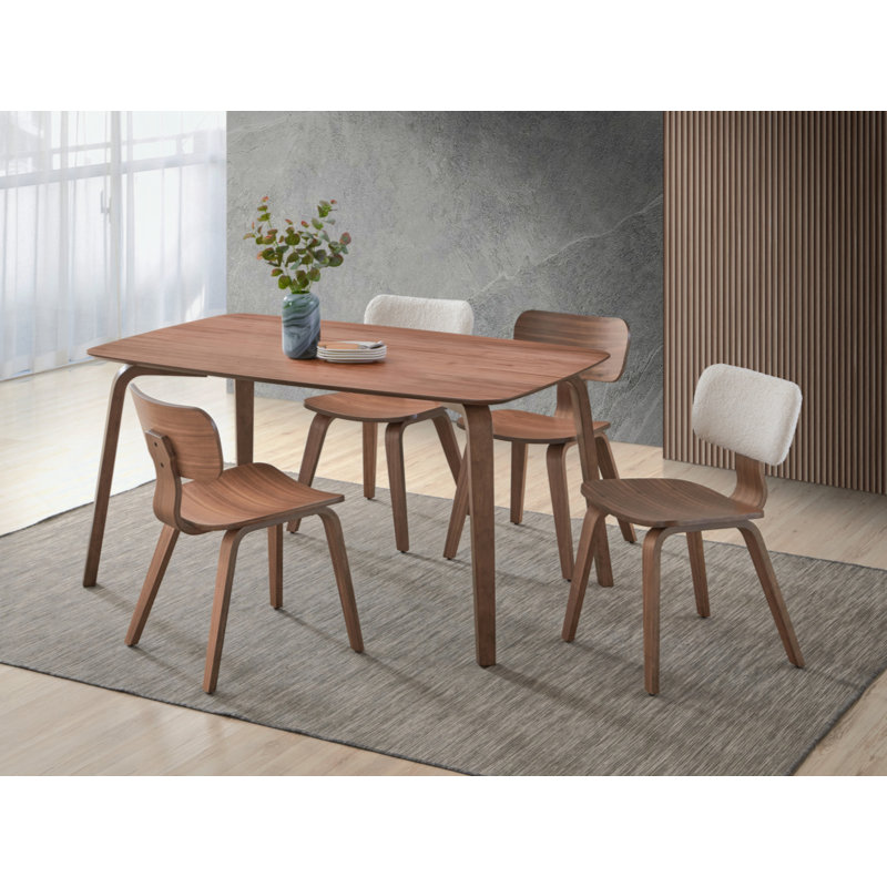 Casson White Velvet and Walnut Upholstered Side Chair