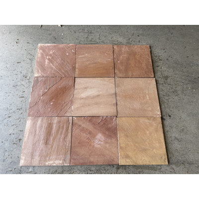 Radiant Red Natural Cleft Face, Gauged Back 12" x 12" Sandstone Stone Look Wall & Floor Tile