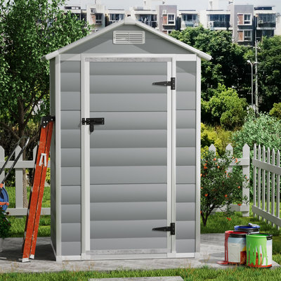 4.4 x 3.4FT Garden Plastic Storage Shed with Lockable Hinged Door