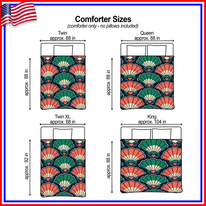 Art Deco Shell Motif Comforter, Twin Extra Long