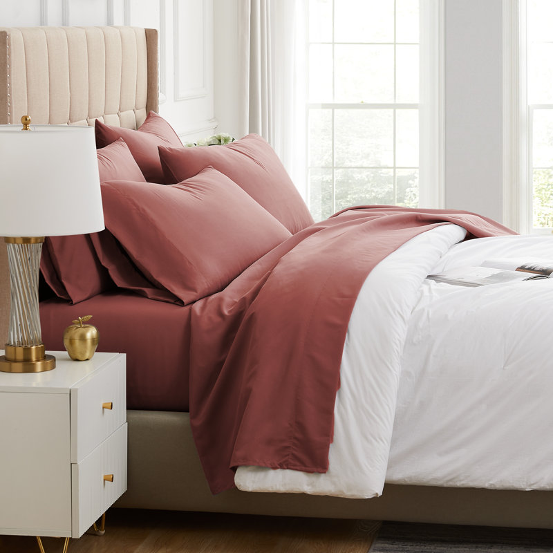 Southshore Fine Linens Vilano Springs Extra Deep Pocket 4-Piece Sheet Set, Ultra Soft Double-Brushed 110 GSM Microfiber Bedding, 21-Inch Deep Pocket, 2 Pillowcases, Twin XL, Marsala
