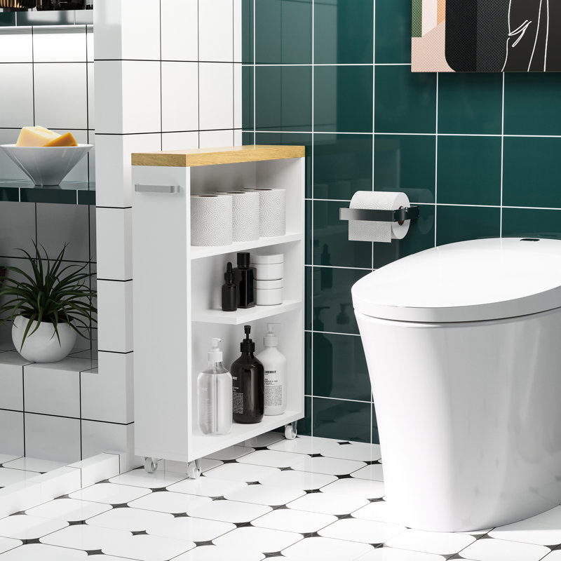 Étagère de salle de bain blanche avec poignées - Déplacez et organisez sans effort votre armoire à eau - Articles de surface